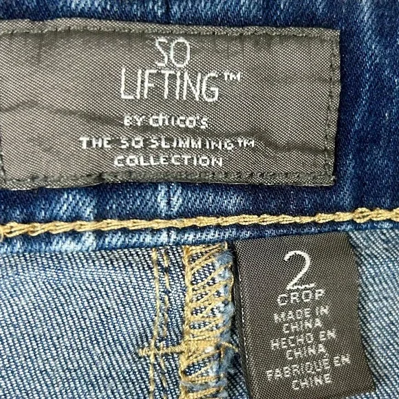 Chicos So Lifting Crop Jeans Womens Size 2 Large 12 Blue Wash Denim Slimming - Picture 9 of 9